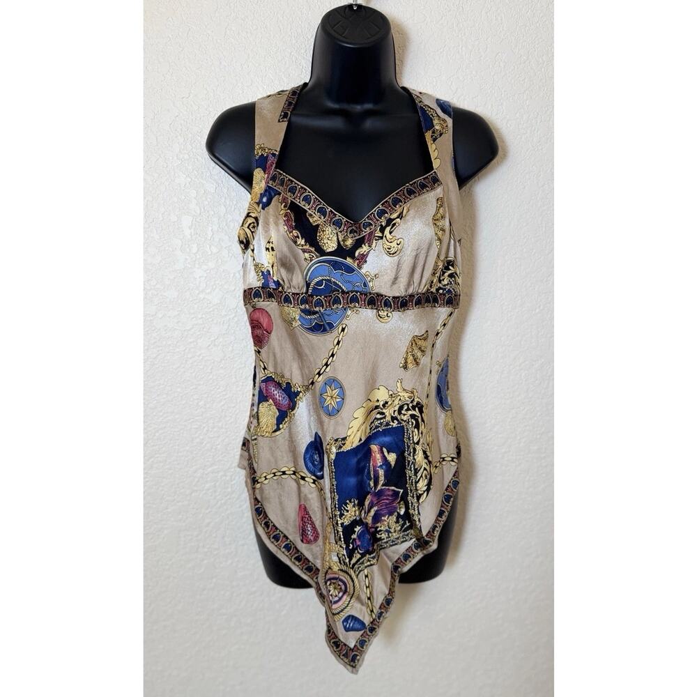 Cache VTG Y2K Silk Scarf Top Blouse Fairy Grunge Ethereal Size Medium Boho 90s